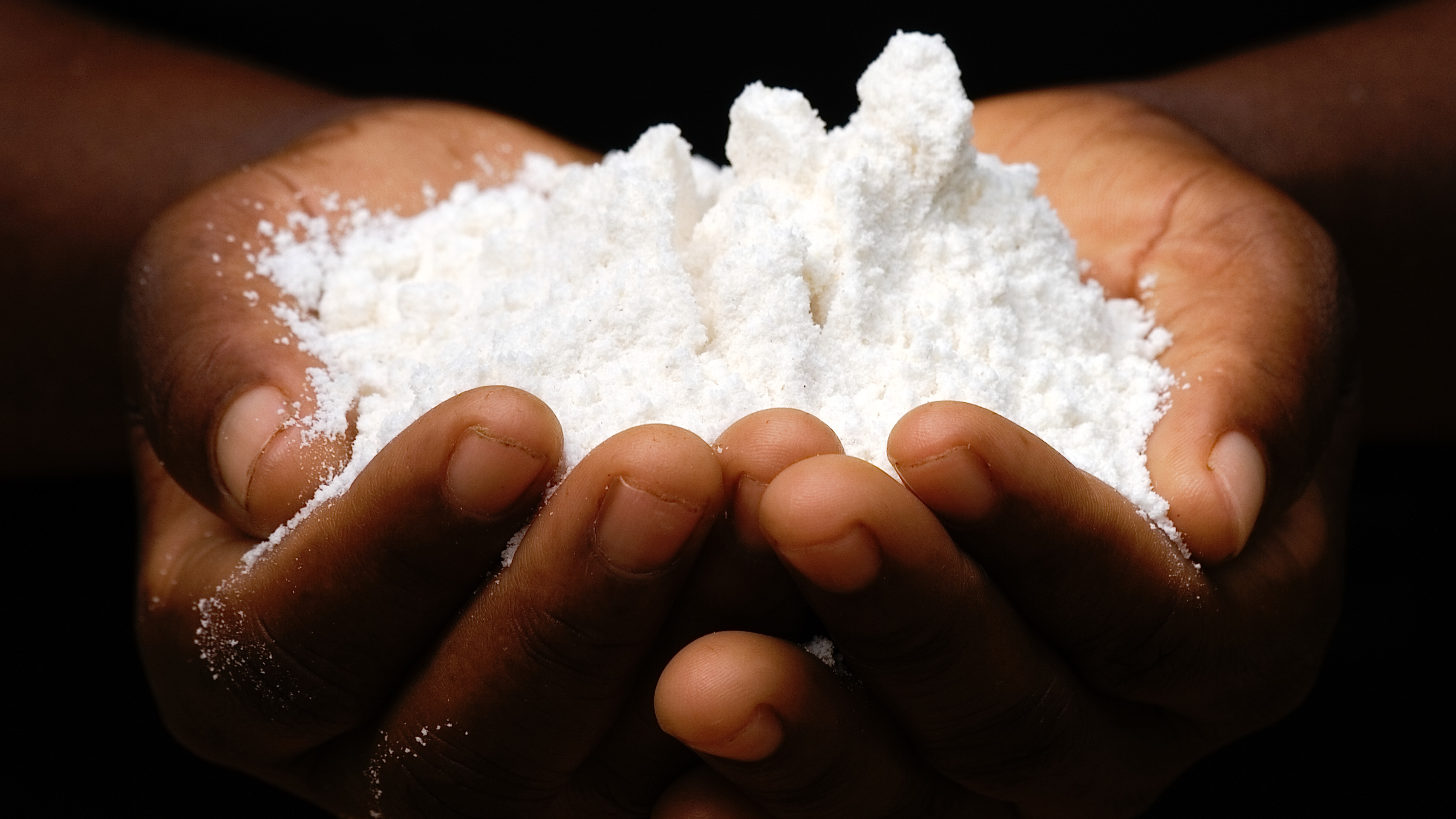White maize meal in hands